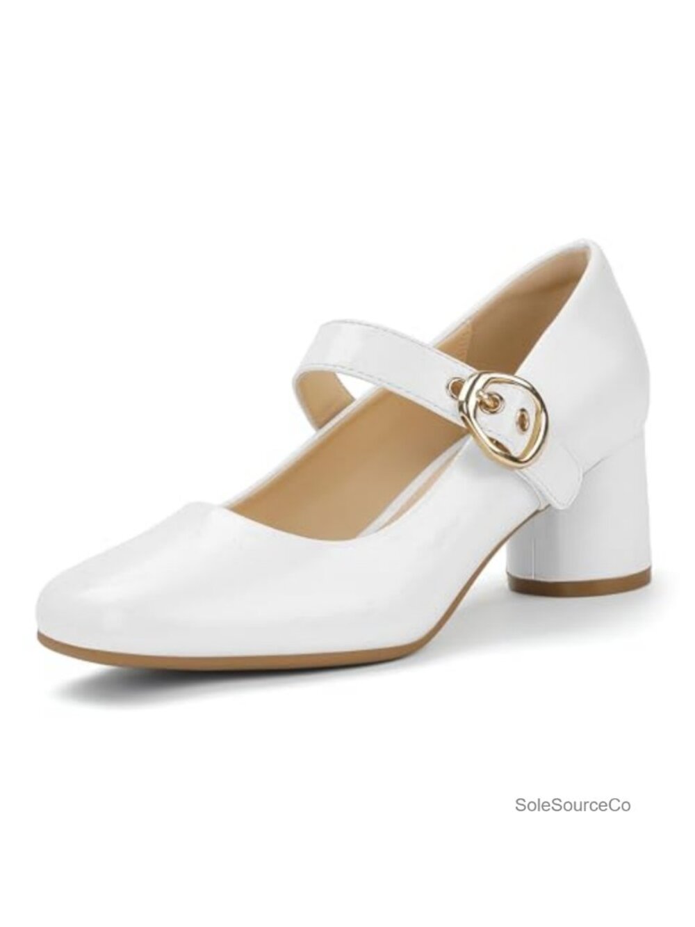 IDIFU Mary Jane Pumps Women's Square Toe Chunky Block Heels PU